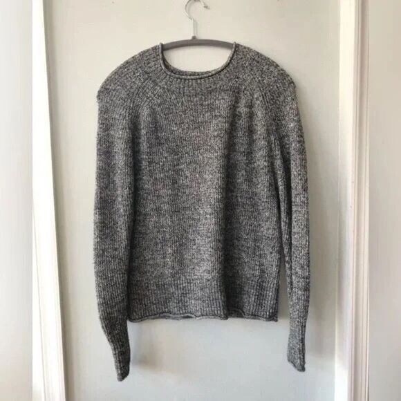 Loft Marled Gray Black Crewneck Dolman Pullover Sweater - Picture 2 of 4